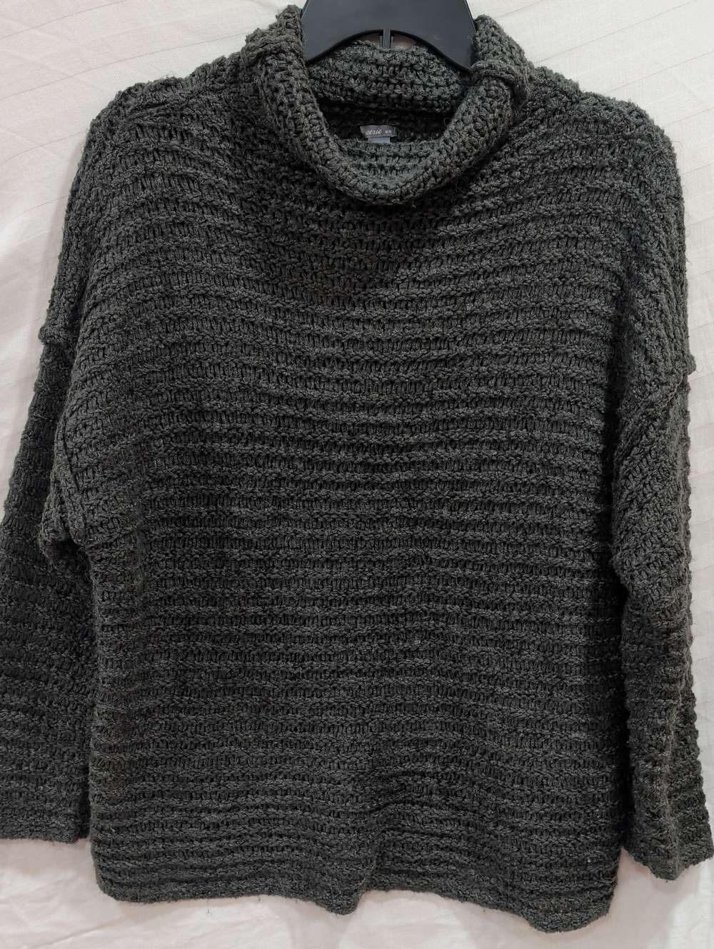 aerie Dark Charcoal Knit Cowl Neck Sweater Size M